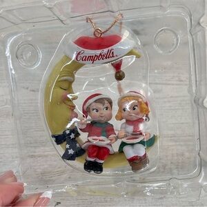 Vintage Campbells Soup Kids Swinging on the Moon Christmas Ornament 1995
